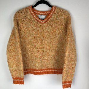 Free People Fuzzy Micro V-Neck Teddy Bear Sweater